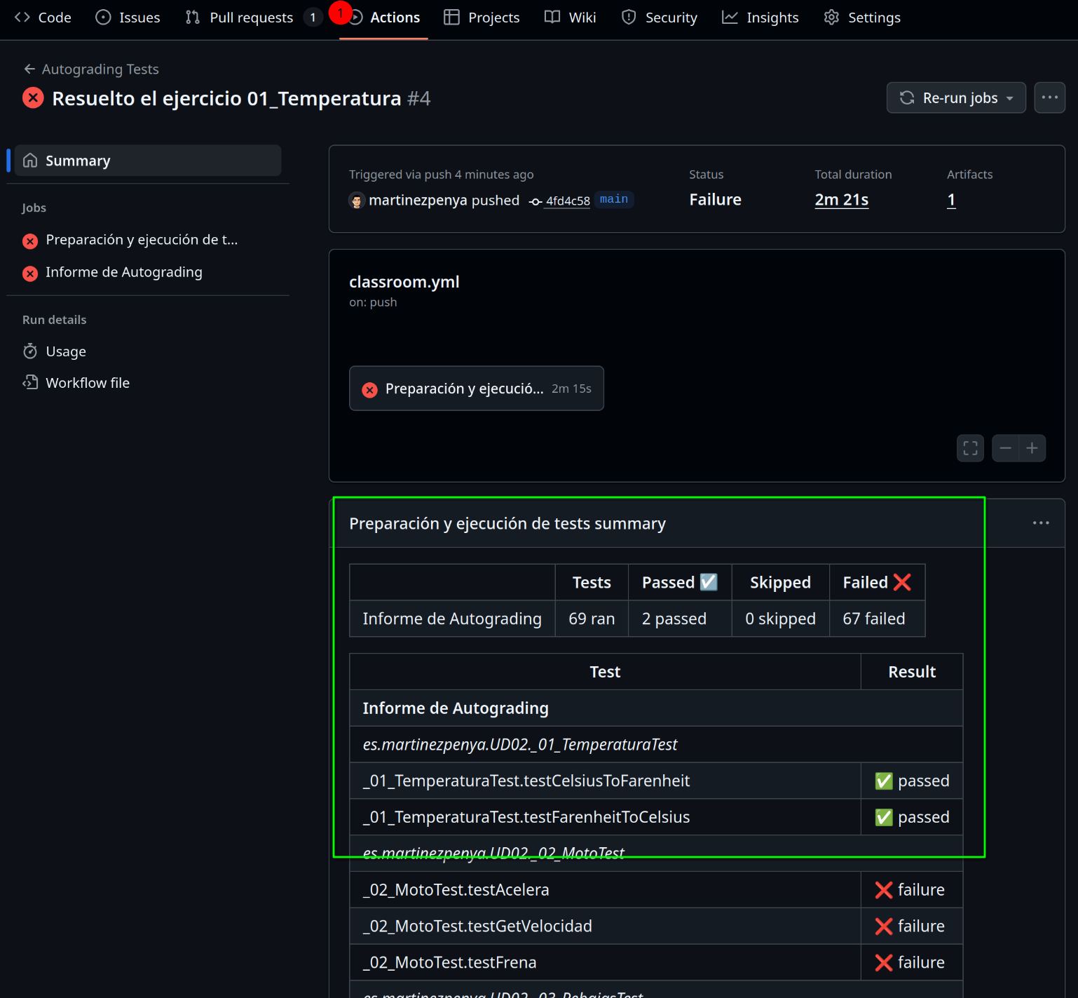 commit and push to github classroom final step