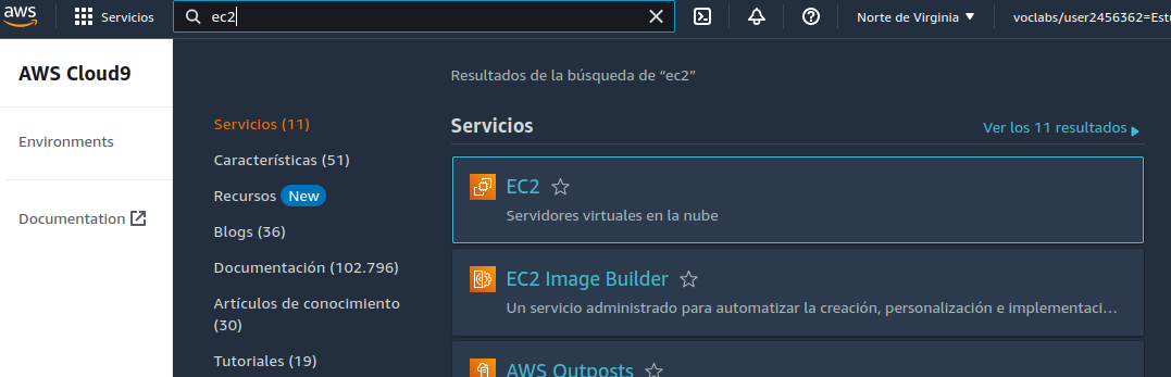 Buscar EC2 en el dashboard