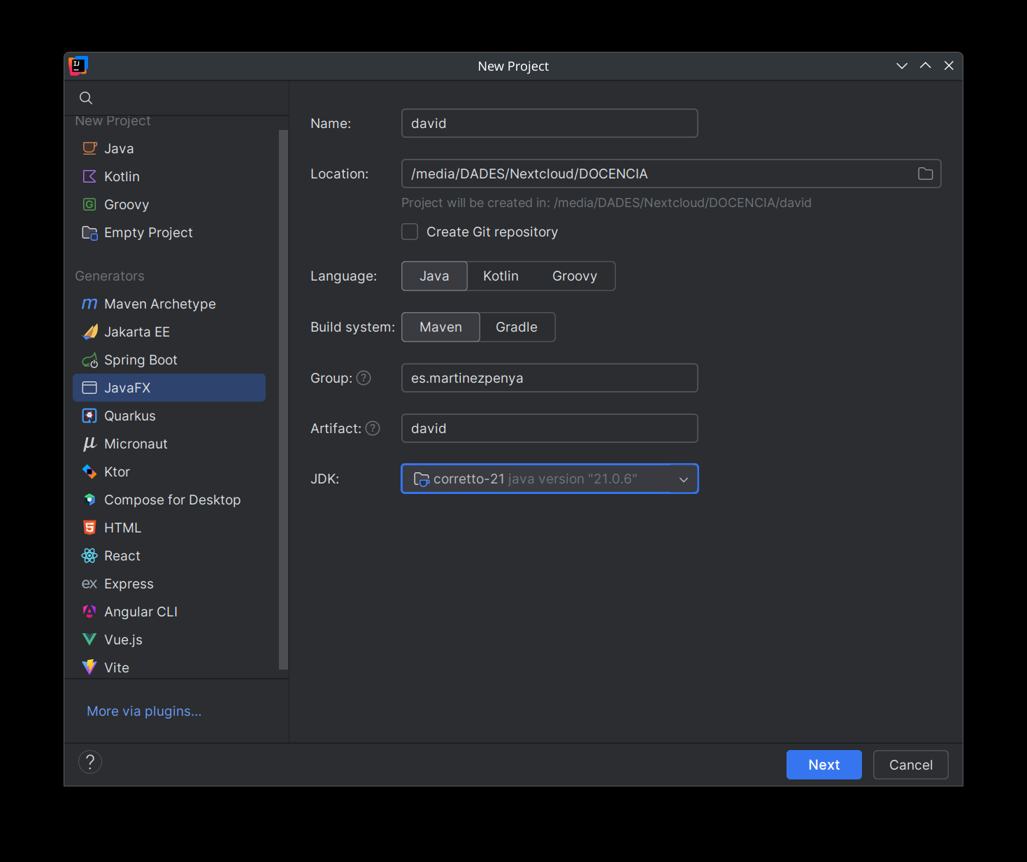 Proyecto JavaFX, paso 1