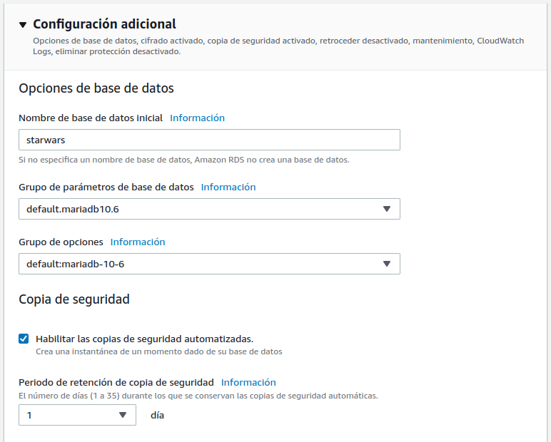 Configuración adicional