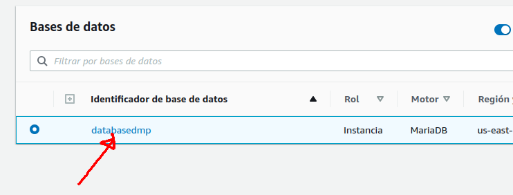 Clic en el nombre de la BD