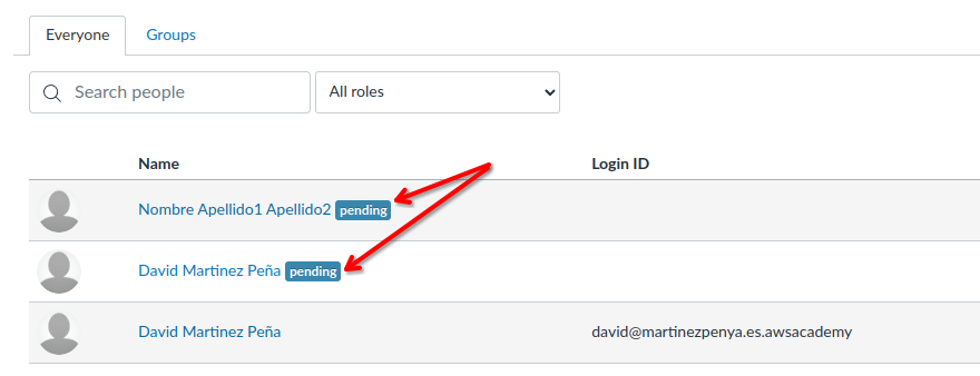Listado alumnado pendiente