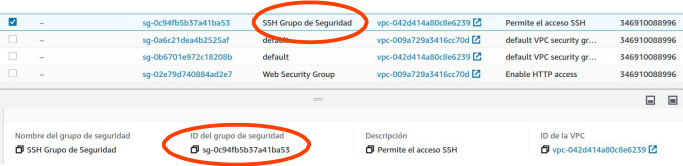 Grupo de seguridad SSH