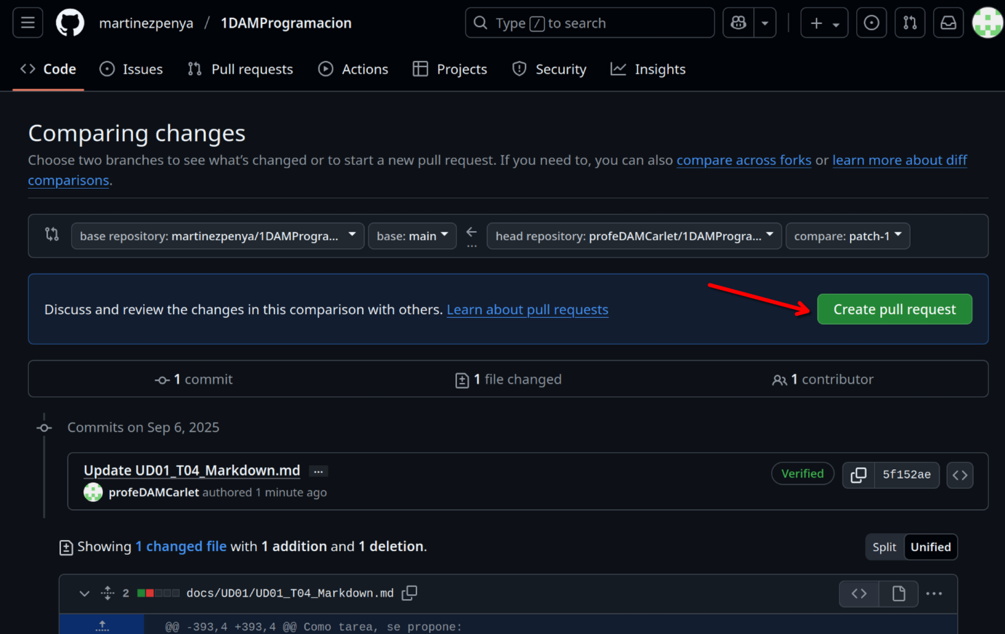 Create pull request