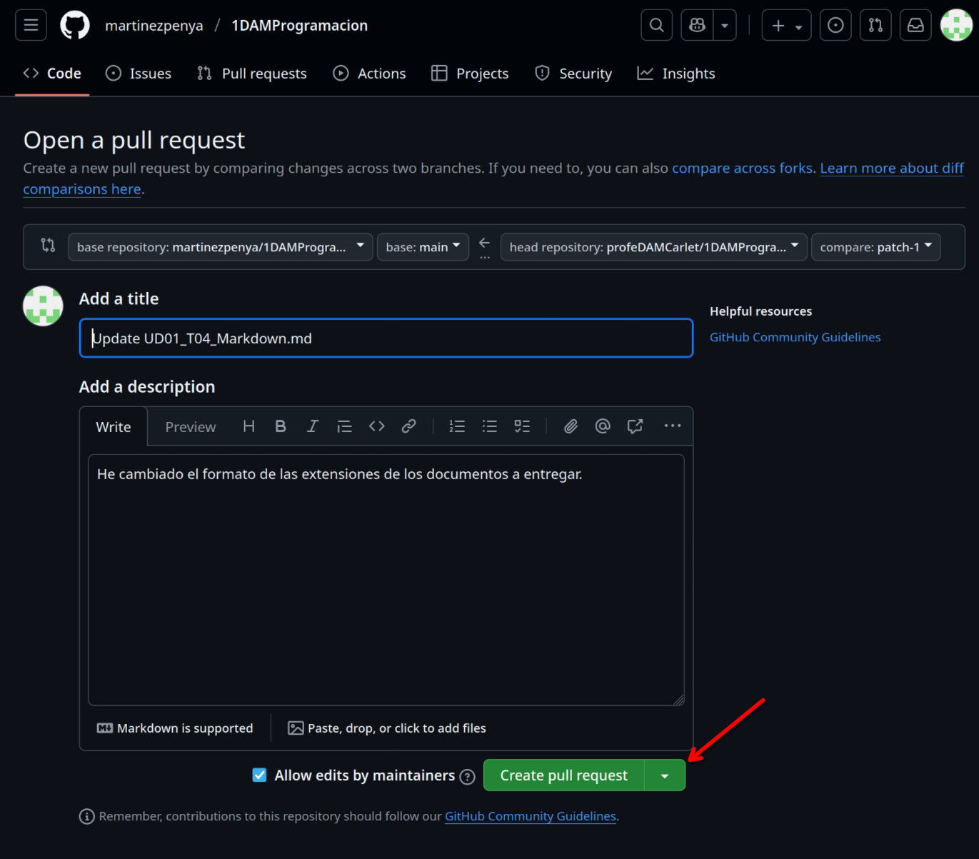 Create pull request 2