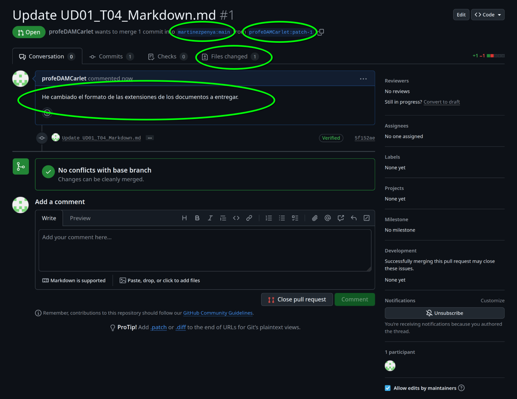 Pull request created