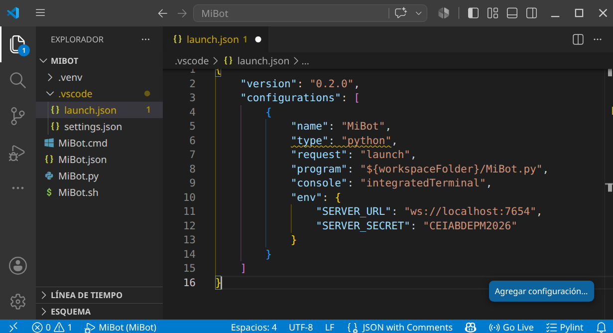 Configuración de launch.json en VS Code